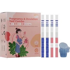 Ovulation Test & Pregnancy Test Strips Kit: 25 Ovulation Tests & 10 Pregnancy Tests & 35 Large Urine Cups:25LH + 10HCG + 35 Urine Cup, Individually Wrapped