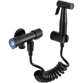 Black HandheldSprayer for Toilet Stainless Steel Baby Cloth Diaper Sprayer Portable Hand Held ToiletSprayer Head withHose and Bracket, for Feminine Wash, Pet Washing