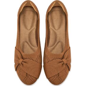HARENCE Ballet Flats Shoes for Women: Dressy Bow Knit Flats Comfortable Slip On Walking Shoes for Wedding Working Driving