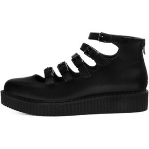 T.U.K Womens Multi-Strap Pointed Mary Jane Creeper