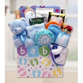 New Baby Celebration Baby Gift Box - Blue - Baby Boy Gift Basket