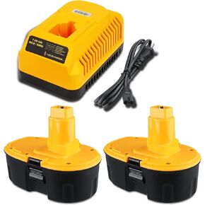 2Pack 4.8Ah DC9096 Replace for dewalt 18 Volts XRP NI-MH Battery DC9098 DC9096 DC9091 DE9057 DW9116 with DC9310 Fast Charger Replacement for DEWALT 7.2V-18V Battery Charger