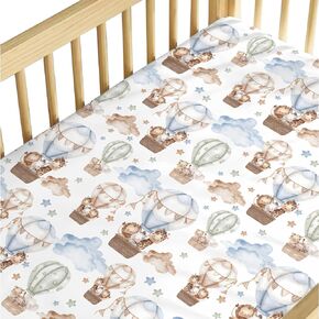 Baby Boys Standard Crib Sheet Blue Gingham Golfing, Cute Golf Daddy's Little Caddy Snug Fitted Mattress Covers, Soft Stretchy Breathable Nursery Kids Toddler Bed Decor Shower Gift 52 x 28
