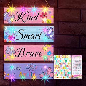 Unicorn Castle Girls Room Decor with LED Light Inspirational Motivational Room Decor for Teen Boys Wall Decor Art with Sticker for Nursery, Black Game