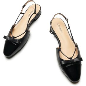 C.Paravano Women's Almond Toe Slingback Flats with Cap, Stylish Comfort Flats for Casual, Dressy, Office Wear in Saudi Arabia