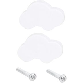 2 Pcs Boys and Girls Knobs White Cloud Shape Door Knob Covers for Boys and Girls Room Cartoon Handle Bumping Handle