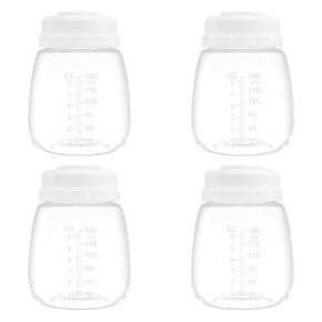 Breast Milk Collection Bottles and Storage Bottles, 6oz/180ml, Compatible with Spectra S1 S2 9 Plus, Motif Luna, and Most Wide-Mouth Flanges, Work with Spectra Bottles for Pumping, 4 Pack