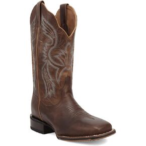 Dan Post Boots Womens Jillian Embroidered Square Toe Pull On Casual Boots Mid Calf Low Heel 1-2" - Brown