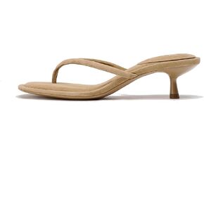 Kitten Heel Thong Sandals for Women Slip-on Low Heeled Sandal Fashion Summer Flip Flops Heels