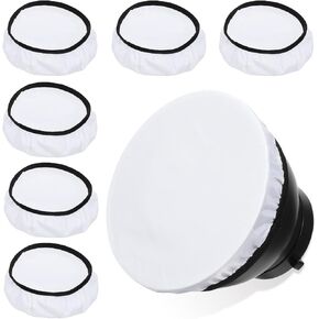 6Pcs White Nylon Diffuser Lamp Sock, Soft Elastic Light Cover for Studio Strobe Flash Speedlite, Beauty Dish Reflector, Photography Lighting Lampshade