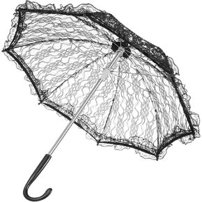 FRCOLOR Vintage Lace Umbrella for Wedding Bridal Women Girls Tea Party Photograph Decorative Small Stick Parasol Umbrella
