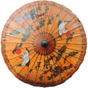 Paper Umbrellas Waterproof Paper Parasol Red-Crowned Crane Pattern Chinese Umbrella Oiled Parasol Umbrella for Parties Photography Costumes Decoration Umbrellas