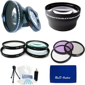 52mm Macro Close Up Kit + Wide Angle + 2x Telephoto Lenses + 3 Piece Filter Kit for Nikon D3200 with Nikon 50mm 1.8 Lens + Fibercloth Deluxe Lens Bundle