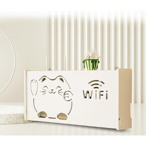 جهاز التوجيه مربع حامل رف رف تخزين أبيض مربع WiFi رف الجرف جدار التثبيت صندوق تخزين ، B40x9.5x20cm