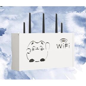 Router Box Stand WiFi Router Storage Box Floating Shelves Wireless Router Rack Wooden Wall Storage Box,B-22x20x8.5cm