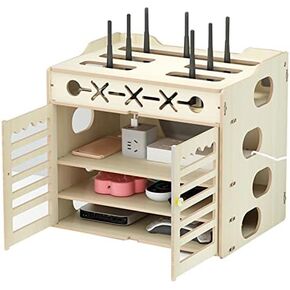 Router Storage Box,Wall Mount Floating Shelf WiFi Router Storage Cabinet Decorative Storage Rack Set Top Box Rack Cable Organizer Box for Bedroom, Living Room Box/B/36 * 26.4 * 32.5Cm