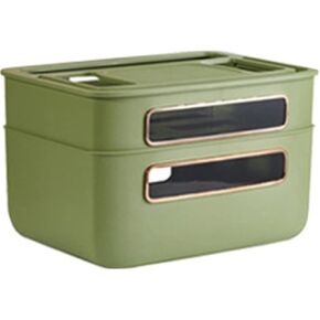 Router Storage Box Multi Hole Detachable Design Plastic Anti Drop Cable Management Case for Home Office Organization (Green 2 Layer)