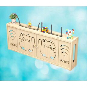 Floating WiFi Router Shelf Router Storage Box Wall Mounted Wall Shelf for Cable Box Wall Shelf for WiFi Box,C-48x24cm