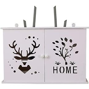 مربع تخزين جهاز التوجيه ، جدار جبل WiFi Router Stand Floating Wall Hounding Set 2 Tiers Set-Top Box يدعم أجهزة التوجيه القابلة للتكيف مع WiFi (White 48 * 11 * 31.5 سم)