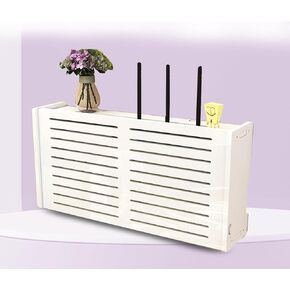 WiFi Router Storage Box Router Shelf White Storage Box WiFi Router Shelf Wall Mount Storage Box,B40x9.5x20cm