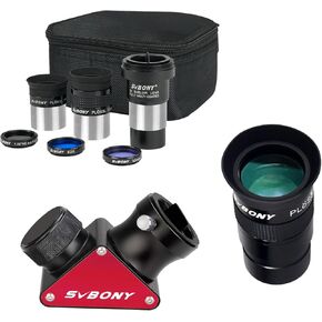 SVBONY SV233 7PCS Telescope Accessory Kit, 6mm 17mm Super Plossl Eyepiece, Barlow Lens, 3 Filters, Bag Bundle with 40mm Eyepiece, SV188P Dielectric Mirror Diagonal, for Astronomical Observations