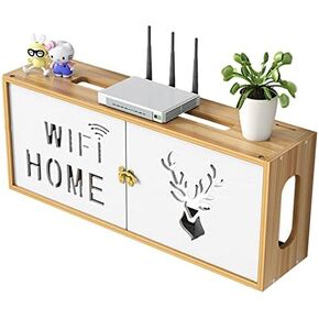 Router Storage Box,WiFi Wall Router Storage Box Wall Mount Floating Shelf with Seamless Nails Decorative Storage Rack for Bedroom, Living Room Box/59 * 12 * 20Cm