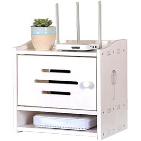 Router Storage Box,Box Wall Mount WiFi Router Stand Router Storage Box Floating Wall Mounted Shelf Shelf Bracket for Tv Accessories WiFi Router Tv Box Set Top Box/Bianco/30 * 23 * 30.5Cm