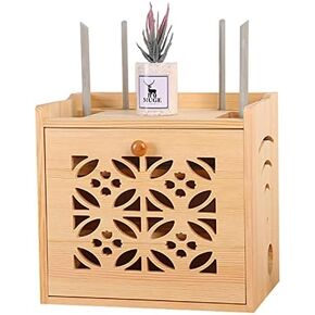 Router Storage Box,WiFi Router Storage Box Floating Shelf Wall Mounted Power Cord Storage Box Decorative Storage Rack for Set-Top Box Router Box/E/32 * 23 * 30Cm