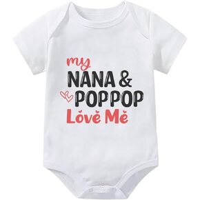 My Nana And Poppop Love Me Newborn Baby Clothes Boy Short Sleeve Plain Baby Romper White Newborn Onsies0-3 Months