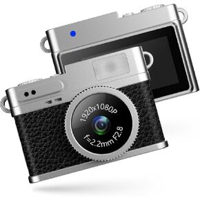 Mini Keychain Camera, 1080P 20MP Small Digital Video Camcorder with 0.96in Screen, Portable Retro Tiny Camera for Video Recording, Up to 128G Memory Card (not Included) (White)