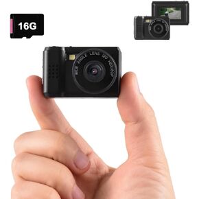 Mini Digital Video Camera 1080P Camcorder Built-in Battery with LCD Screen Flash for Photo Video, Mini Keychain Camera(Black-32GB TF)