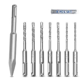 9 Pcs 5/16 to 11/16 inch (8-18mm) SDS Plus Rotary Hammer Drill Bits and Chisel Set, 8mm to 18mm SDS Plus Masonry Drill Bits Set for Concrete, Brick, Cement，Masonry Work, Length :12.2 inch