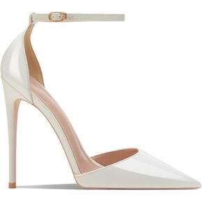 bbruriy High Heels for Women Closed Pointed Toe Dress Shoes Ankle Strap Stiletto Heel PU leather Party Wedding Pump Shoes