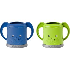 InchBug MyDrinky Pouch Holder No Squeeze, Reusable Drink Holder for Kids and Toddlers | BPA-Free & Squeeze-Proof Cup Holder for Juice Boxes, Food Pouches | Dishwasher Safe, 2-Pack PINK SORBET/AQUA