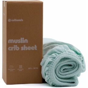 Muslin Fitted Crib Sheet – Premium Organic Turkish Cotton, Oeko-TEX® Certified, Ultra Soft & Breathable Sheet for Baby Crib, Boys & Girls, Fits Toddler Mattress 52x28, Cotton Latte