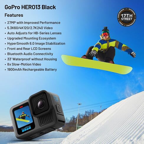 GoPro HERO13 Black in Forest Green with 27MP Photos & 5.3K60 Video Recording, Extra 1900mAh Enduro Battery with High-Efficiency Power Delivery, 128GB Extreme microSDXC Card with SD Adapter Bundle Kit in Saudi Arabia