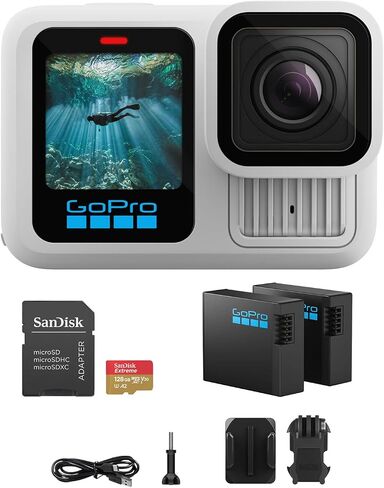 GoPro HERO13 Black in Forest Green with 27MP Photos & 5.3K60 Video Recording, Extra 1900mAh Enduro Battery with High-Efficiency Power Delivery, 128GB Extreme microSDXC Card with SD Adapter Bundle Kit in Saudi Arabia