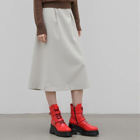 Women's Gothic Punk Ankle Boots, Black, Round Toe, Lace-Up, Combat, Wedge Heel, Casual, All Seasons in Saudi Arabia