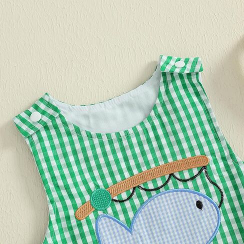 Newborn Baby Boy Fishing Outfit Fish Romper Sleeveless Overalls Plaid Shortalls Jumpsuit Infant Summer Clothes in Saudi Arabia