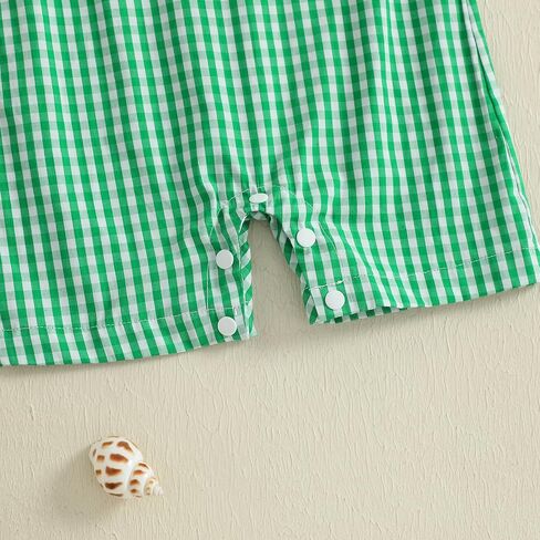 Newborn Baby Boy Fishing Outfit Fish Romper Sleeveless Overalls Plaid Shortalls Jumpsuit Infant Summer Clothes in Saudi Arabia