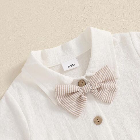 Baby Boy Gentleman Short Sleeve Lapel Neck Romper with Stripe Suspender Shorts and Bowtie in Saudi Arabia