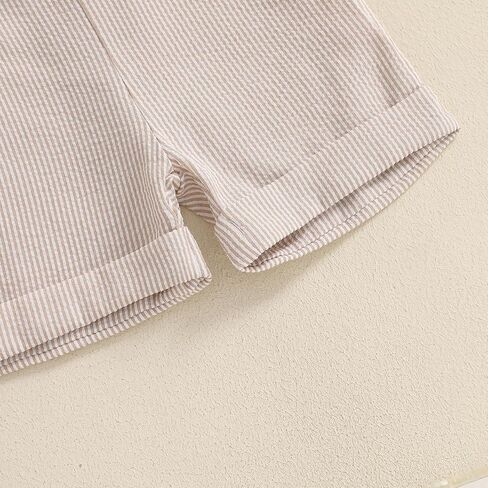 Baby Boy Gentleman Short Sleeve Lapel Neck Romper with Stripe Suspender Shorts and Bowtie in Saudi Arabia