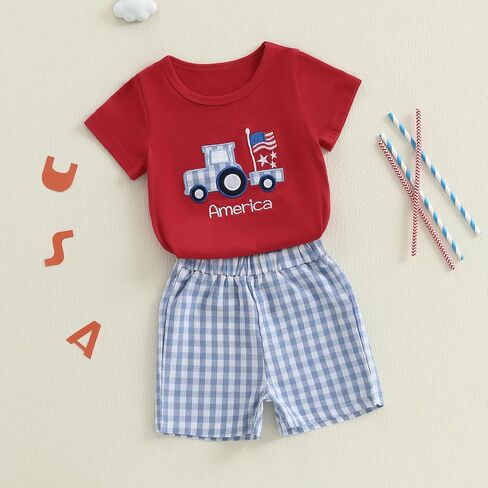 Toddler Baby Boy 4th of July Outfits Usa Short Sleeve T Shirt Tops and Stars Shorts Independence Day Clothes in Saudi Arabia