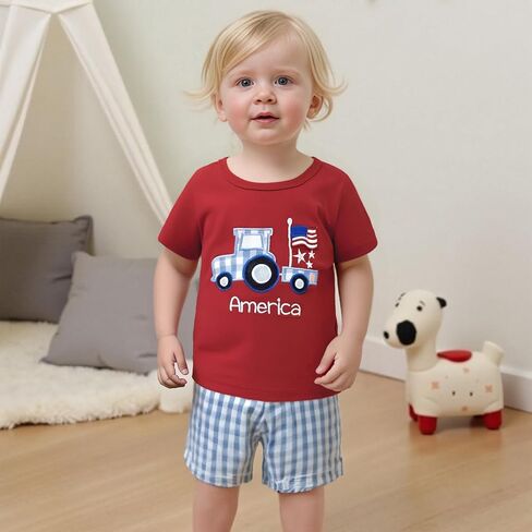 Toddler Baby Boy 4th of July Outfits Usa Short Sleeve T Shirt Tops and Stars Shorts Independence Day Clothes in Saudi Arabia