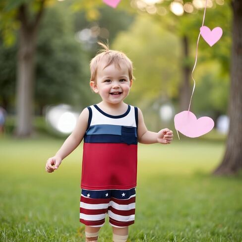 Toddler Baby Boy Summer Clothes 4th of July Independence Contrast Color Tank Tops Star Striped Shorts Outfit Set in Saudi Arabia