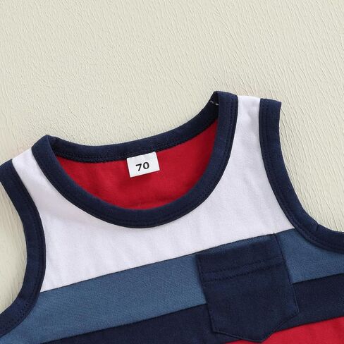 Toddler Baby Boy Summer Clothes 4th of July Independence Contrast Color Tank Tops Star Striped Shorts Outfit Set in Saudi Arabia