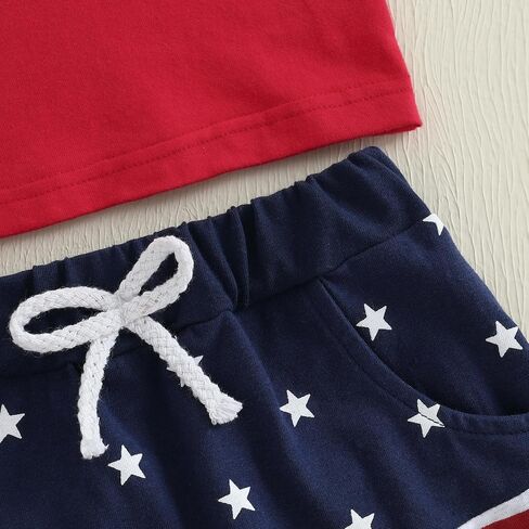 Toddler Baby Boy Summer Clothes 4th of July Independence Contrast Color Tank Tops Star Striped Shorts Outfit Set in Saudi Arabia