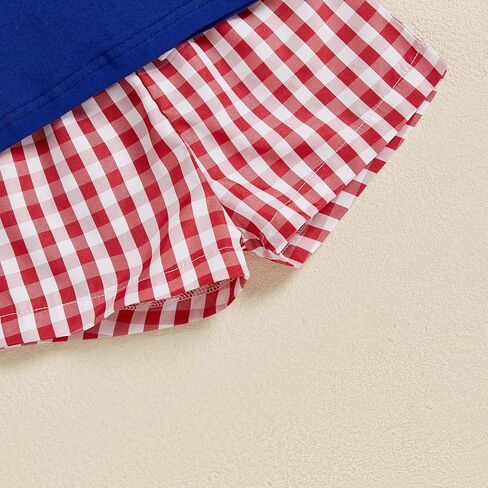 طفل رضيع الرابع من يوليو ملابس العلم الأمريكي القميص القصيرة الأكمام مشبك السراويل الرابع من يوليو ملابس طفل صغير in Kuwait