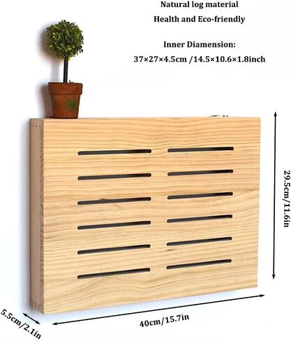 Router Shelf Router Rack Bracket Wall-Mounted Floating Wall Shelf WiFi Storage Box Cable Organizer Box Power Strip Protector Easy to Install (Color : Love Size : 4029.5cm) (Natural 40*39.5cm) in Kuwait