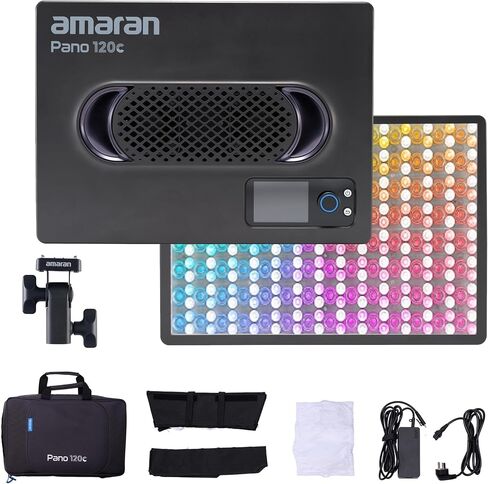 Amaran Pano 120c Kit LED لوحة فيديو Light 120W RGBWW مصابيح الألوان الكاملة ، CCT 2،300K-10،000K ، 12 من الإضاءة ، التحكم في التطبيق ، ودعم USB-C PD ، مع صناديق ناعمة وحالة حمل (أبيض) in Saudi Arabia